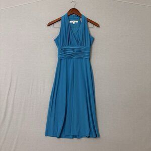 Evan Picone Dress Women's 2P Petite Blue Teal Midi Evening Summer Sexy Chic